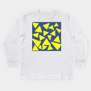 Yellow Corn Chips on Blue Kids Long Sleeve T-Shirt